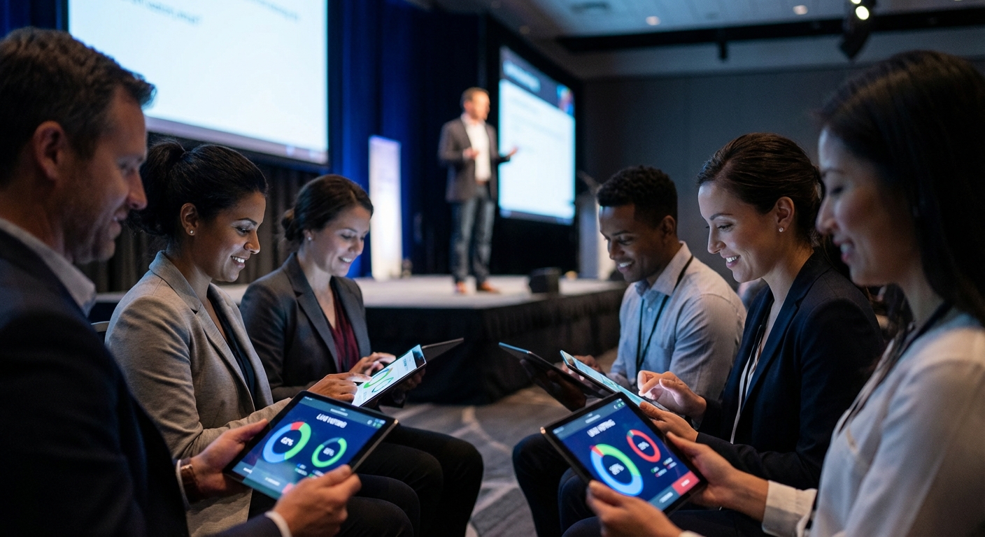 Interaction avec les participants lors d'un événement professionnel